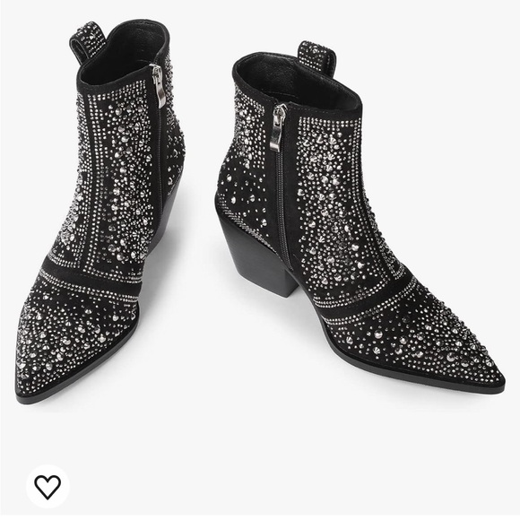 Black rhinestone ankle boots - Picture 1 of 8
